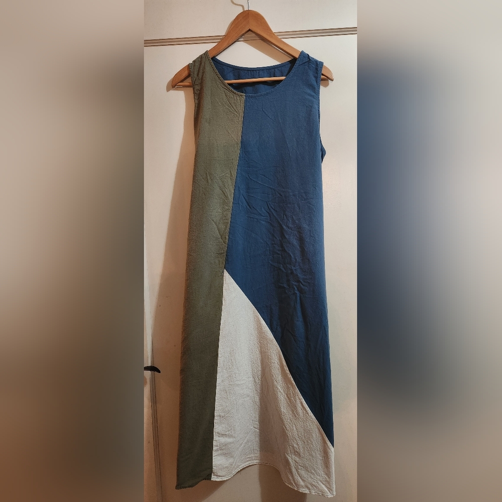 Colour block cotton dress